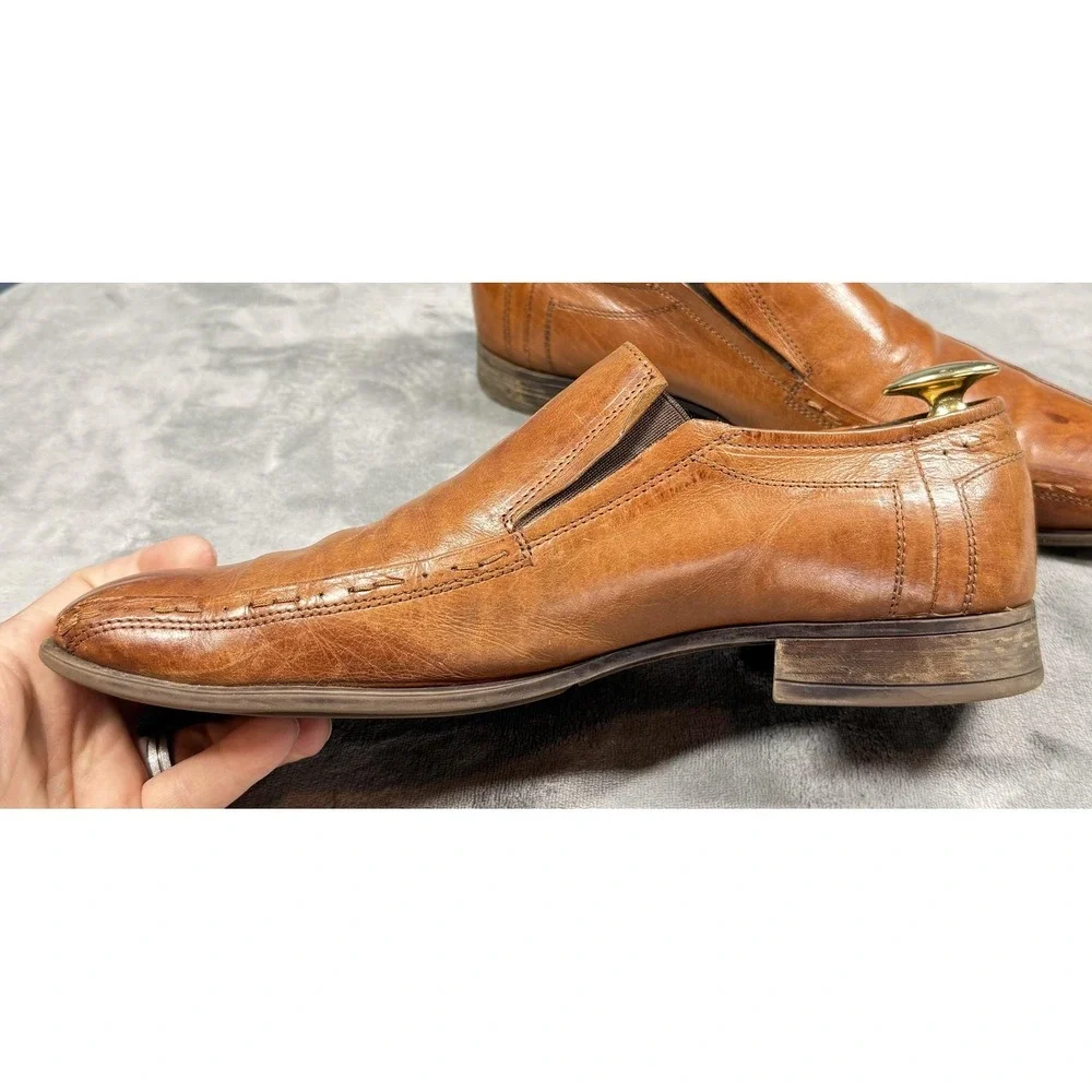 Bostonian Shoes Mens Size 10.5 Brown Leather Slip On Dress Square Toe 28684